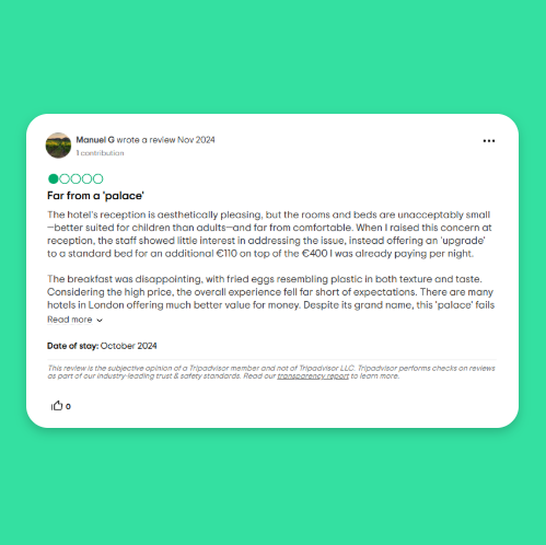 Comprar reseñas de 1 estrella en TripAdvisor